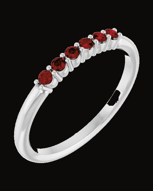 Natural Mozambique Garnet Stackable Ring — Rhodium-Plated on 14K White Gold · 2 mm