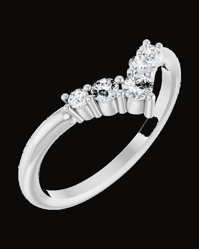 1/4 CTW Lab Grown Diamond Graduated V Ring — 14K White / Yellow Gold · 2 mm