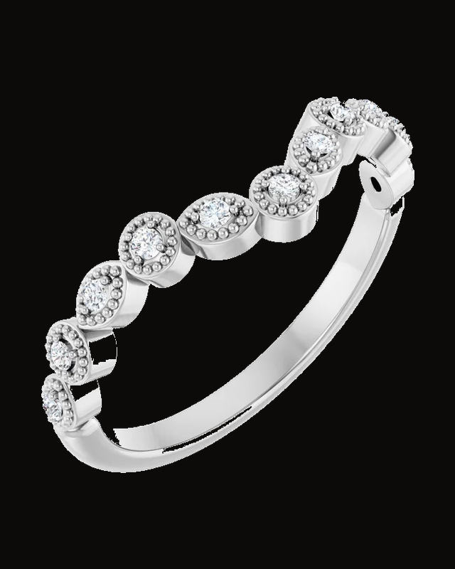 1/10 CTW Natural Diamond Vintage-Inspired Contour Band — Rhodium-Plated on 14K White Gold · 2 mm