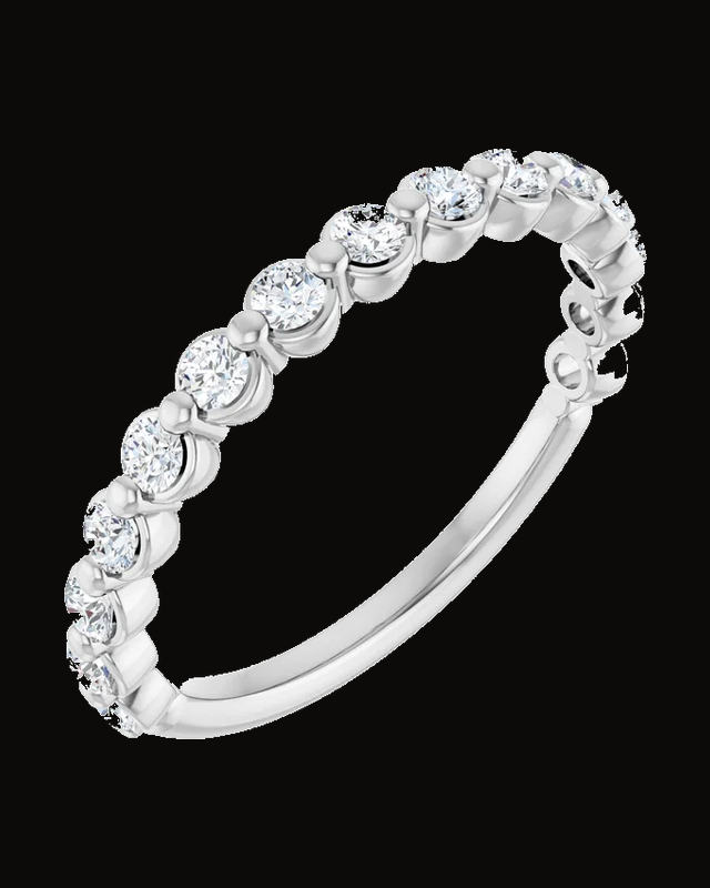 Shared-Prong Anniversary Band — 14K White / Yellow Gold · 1.7 mm — Round