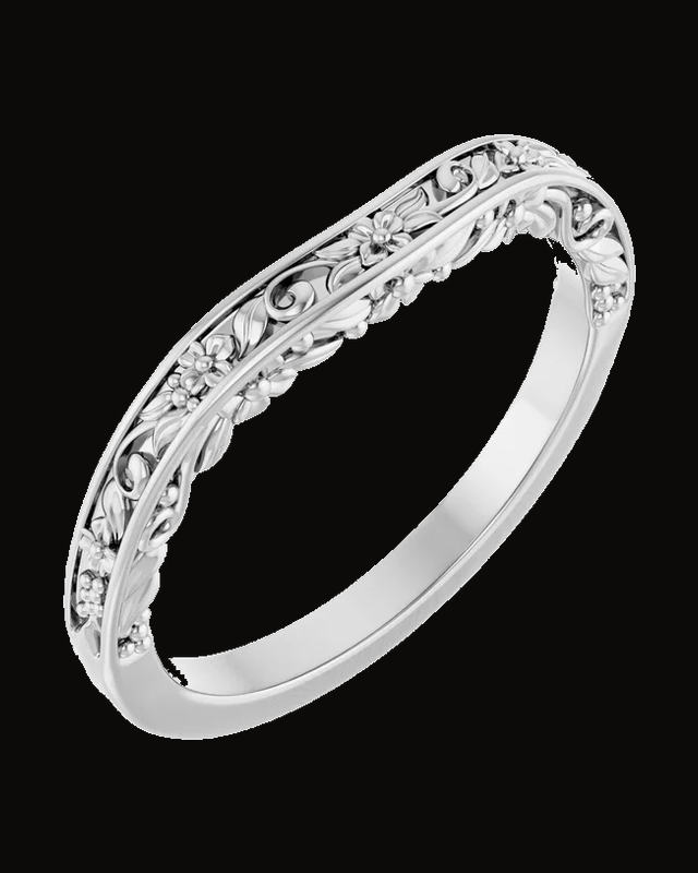 Accented Sculptural Engagement Ring or Band — 14K White / Yellow Gold · 2.1 mm