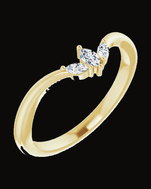 1/8 CTW Natural Diamond V Ring — 14K Yellow Gold · 1.9 mm