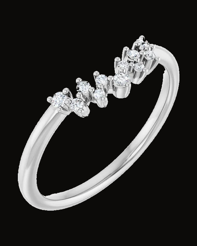1/10 CTW Natural Diamond Contour Band — Rhodium-Plated on 14K White Gold · 1.7 mm