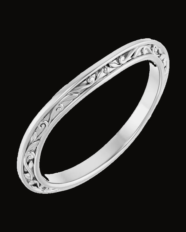 Solitaire Sculptural Engagement Ring or Band — Rhodium-Plated on 14K White Gold · 2.15 mm
