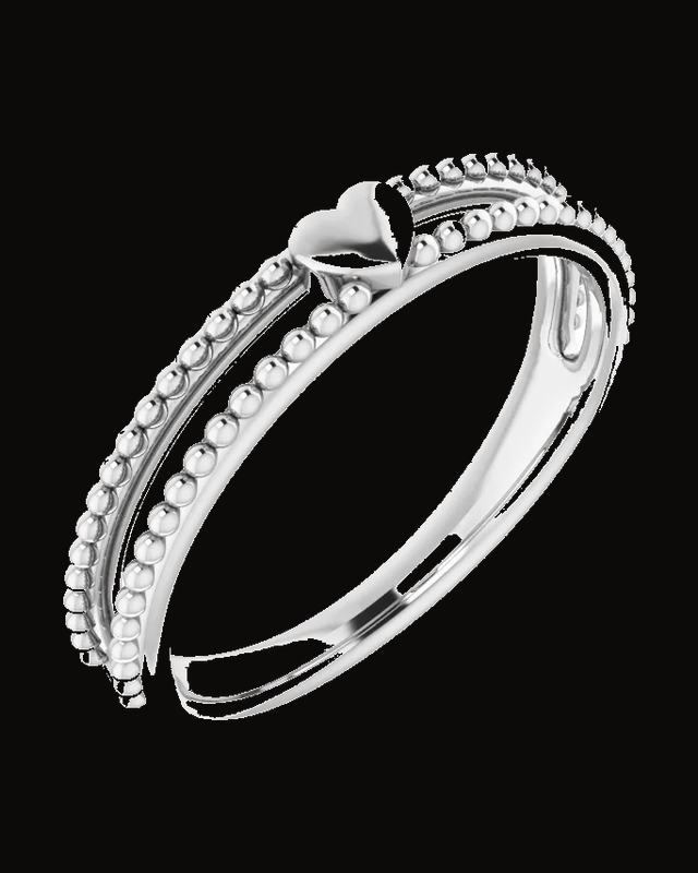 Milgrain Stackable Heart Ring — Sterling Silver · 2.27 mm