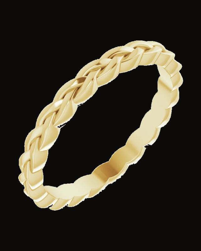 Woven Standard-Fit Band — 14K White / Yellow Gold