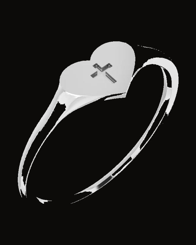 Youth Heart With Cross Ring — Sterling Silver · 4.5 mm · Size 3