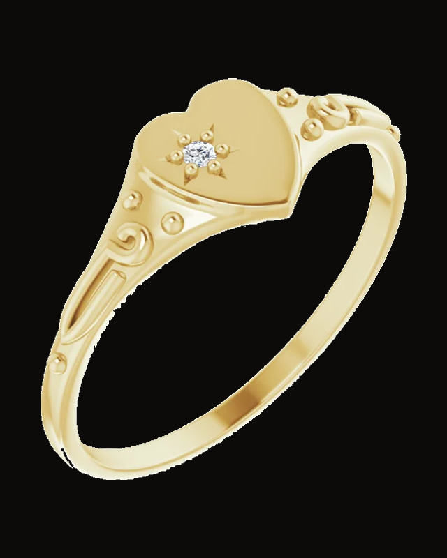 0.01 Ct Natural Diamond Youth Heart Ring — 14K Yellow Gold · 1.79 mm