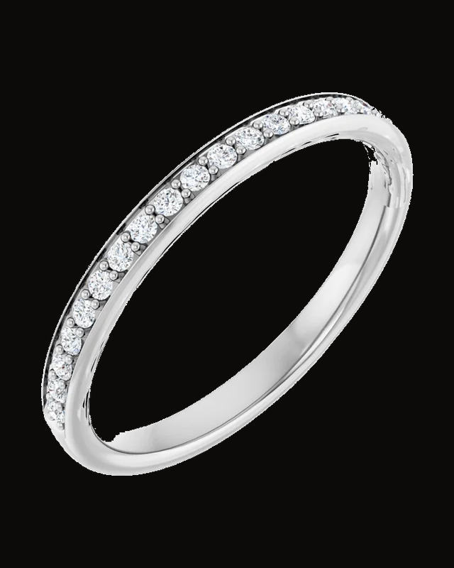 1/6 CTW Natural Diamond Band — Rhodium-Plated on 14K White Gold · 2.2 mm
