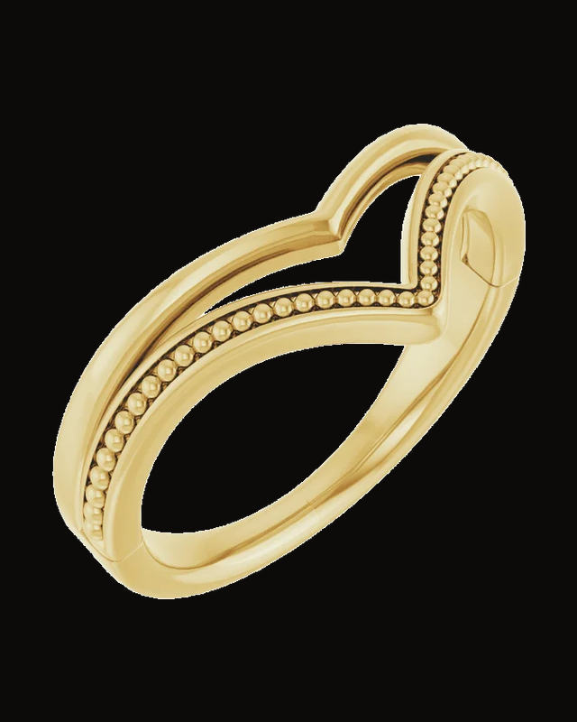 Beaded V Ring — 14K Yellow Gold · 2.1 mm