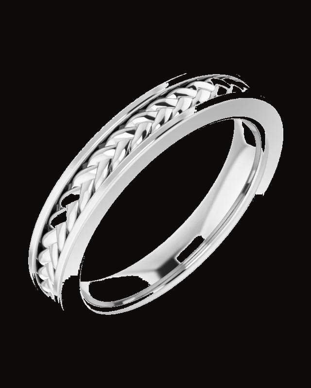 Woven-Design Flat Band — Sterling Silver · 3 mm · Size 5