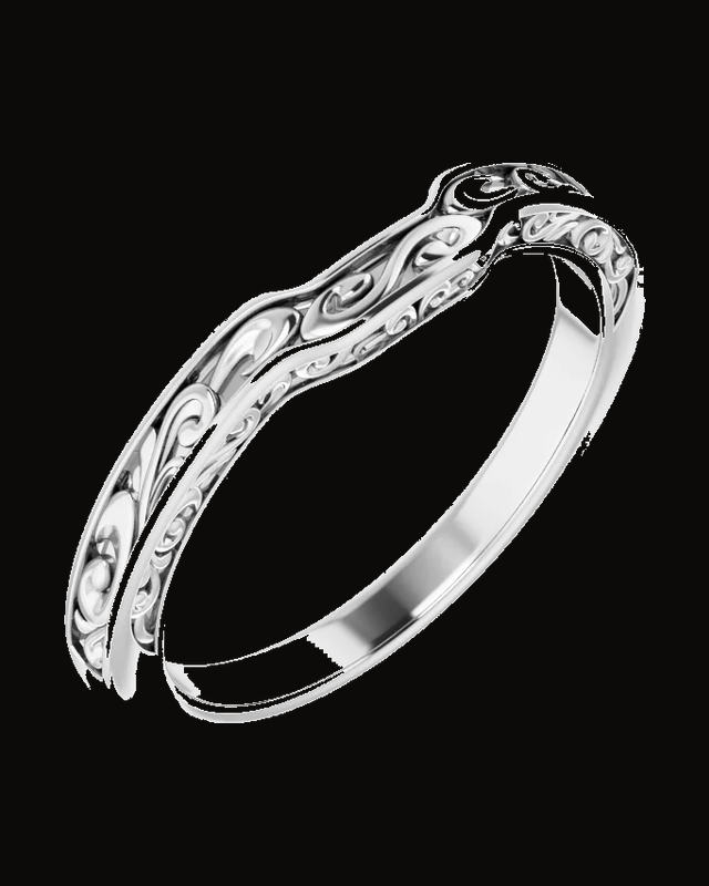 Accented Sculptural Engagement Ring or Band — Rhodium-Plated on 14K White Gold · 2.5 mm