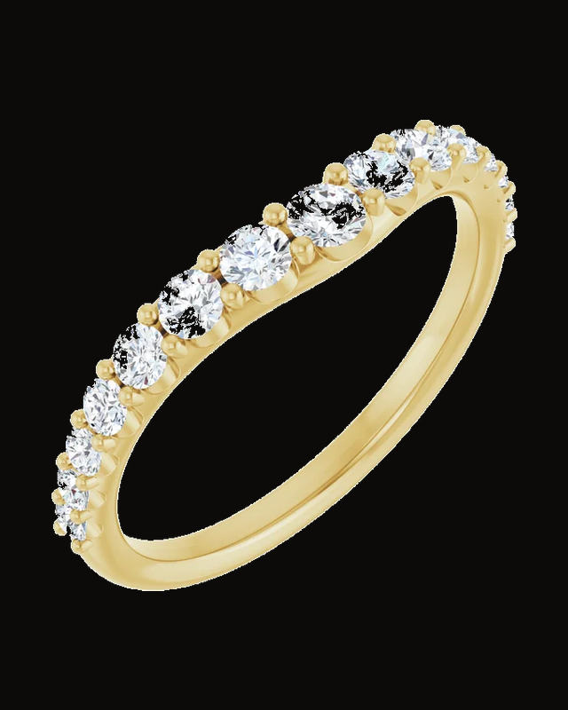 Graduated Accent Contour Band — 14K White / Yellow Gold · Lab-Grown Diamond