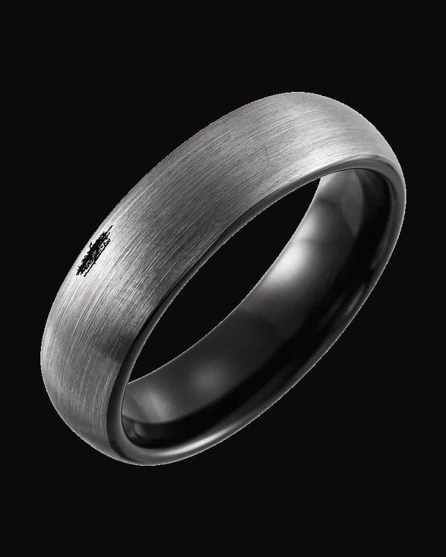 Comfort-Fit Half Round Band with Satin Finish — Black PVD Tungsten