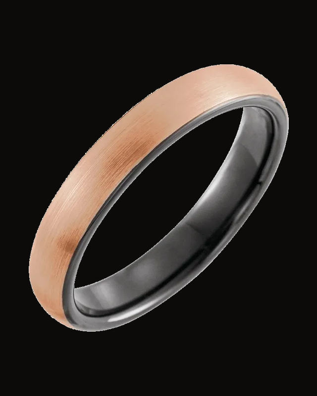 Comfort-Fit Half Round Band With 18K Rose Gold And Black Pvd — 18K Rose Gold PVD & Black PVD Tungsten · 4 mm