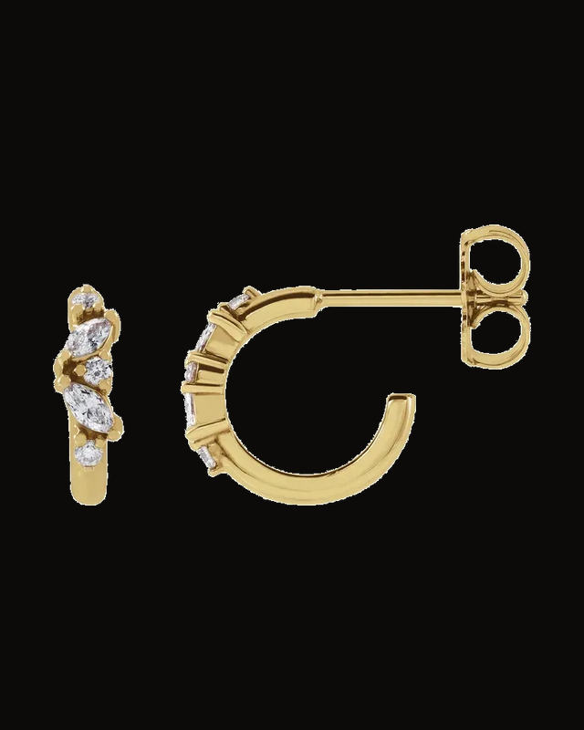 1/6 CTW Natural Diamond Hoop Earrings — 14K Yellow Gold