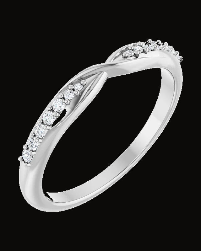 1/10 CTW Natural Diamond Contour Band — Rhodium-Plated on 14K White Gold · 1.5 mm