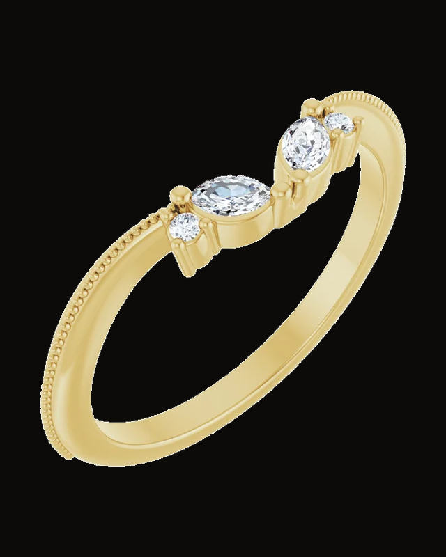 1/8 CTW Lab-Grown Diamond Contour Band — 14K White / Yellow Gold · 1.5 mm