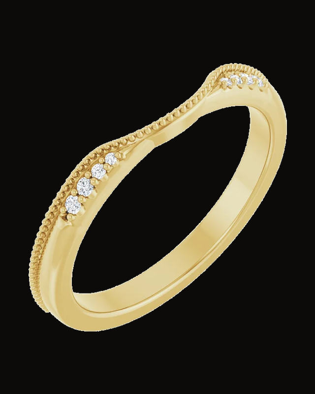 0.04 CTW Natural Diamond Milgrain Contour Band — 14K Yellow / White Gold · 2.1 mm