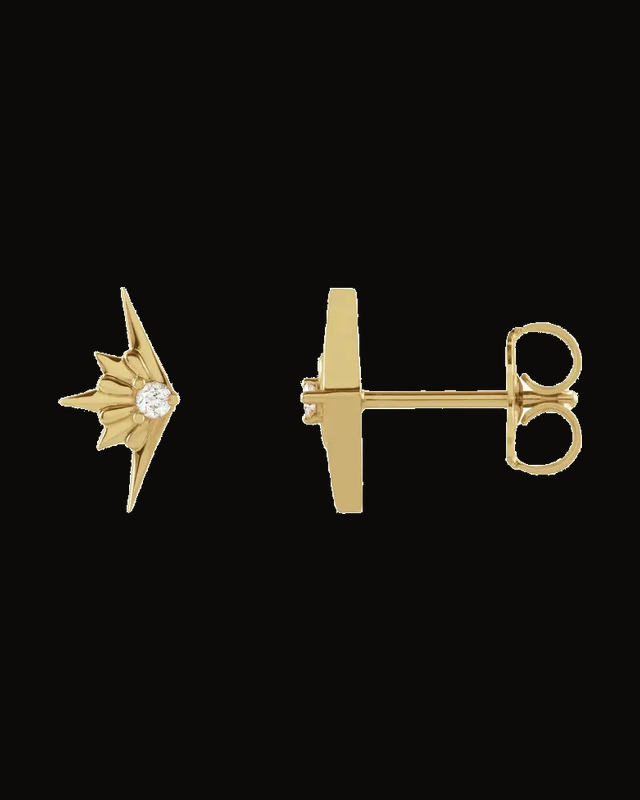 0.03 CTW Natural Diamond Starburst Stud Earrings — 14K Yellow Gold