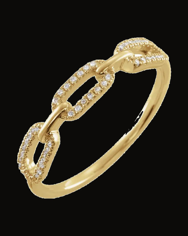 1/6 CTW Natural Diamond Link Ring — 14K Yellow / White Gold · 1.4 mm