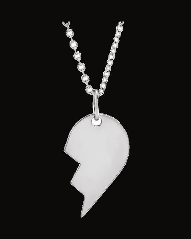 Engravable Broken Heart Necklace or Pendant — Sterling Silver