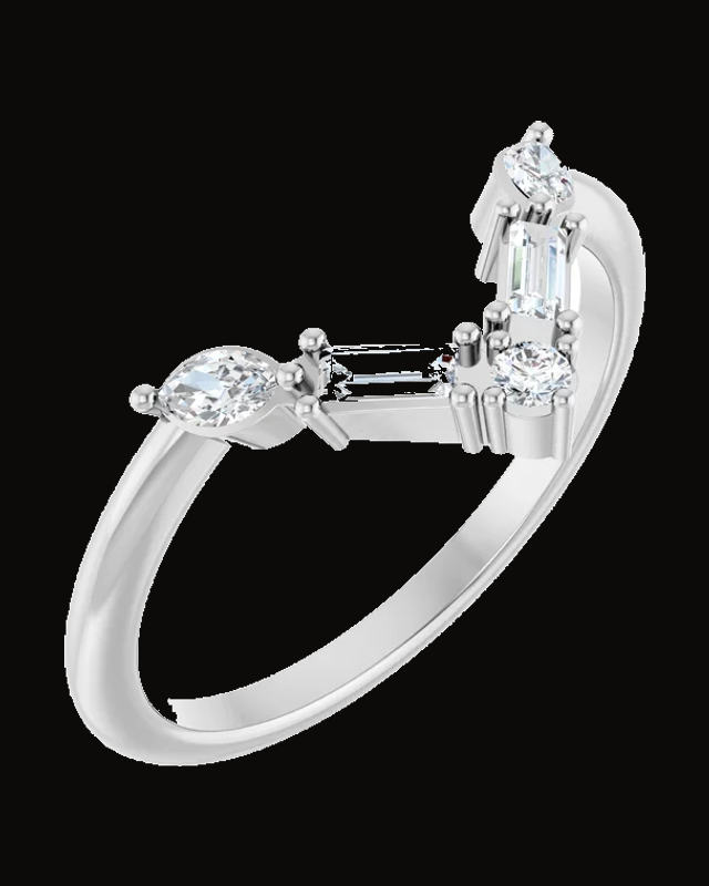 1/4 CTW Lab Grown Diamond Multi-Stone V Bar Ring — 14K White / Yellow Gold · 1.5 mm · Size 7