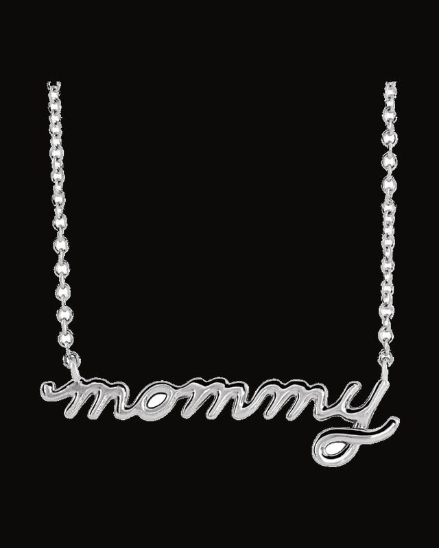 Petite Mommy Script Necklace or Center — Sterling Silver