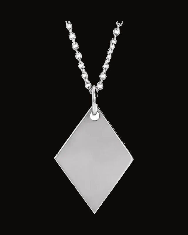 Engravable Diamond-Shaped Necklace or Pendant — Sterling Silver