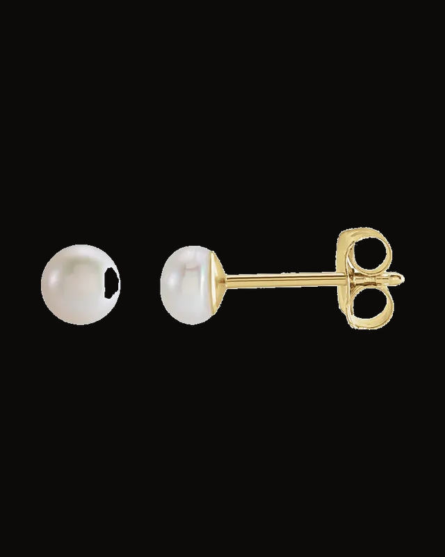 Pearl Earrings — 14K Yellow Gold · 3 mm