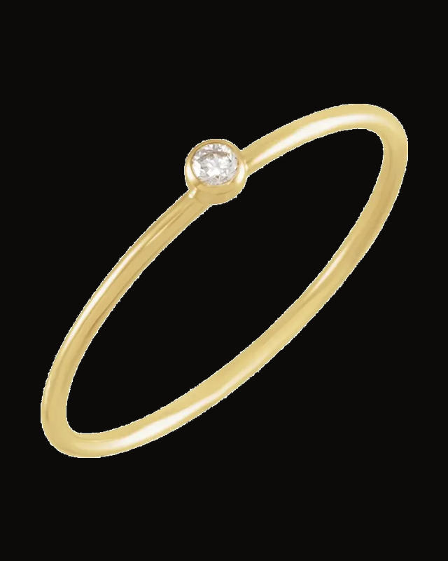0.03 Ct Natural Diamond Stackable Ring — 14K Yellow / White Gold · 1 mm