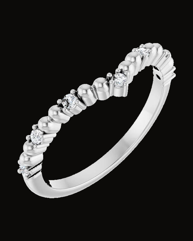 1/10 CTW Natural Diamond Curved V Contour Band — 14K White / Yellow Gold · 1.5 mm