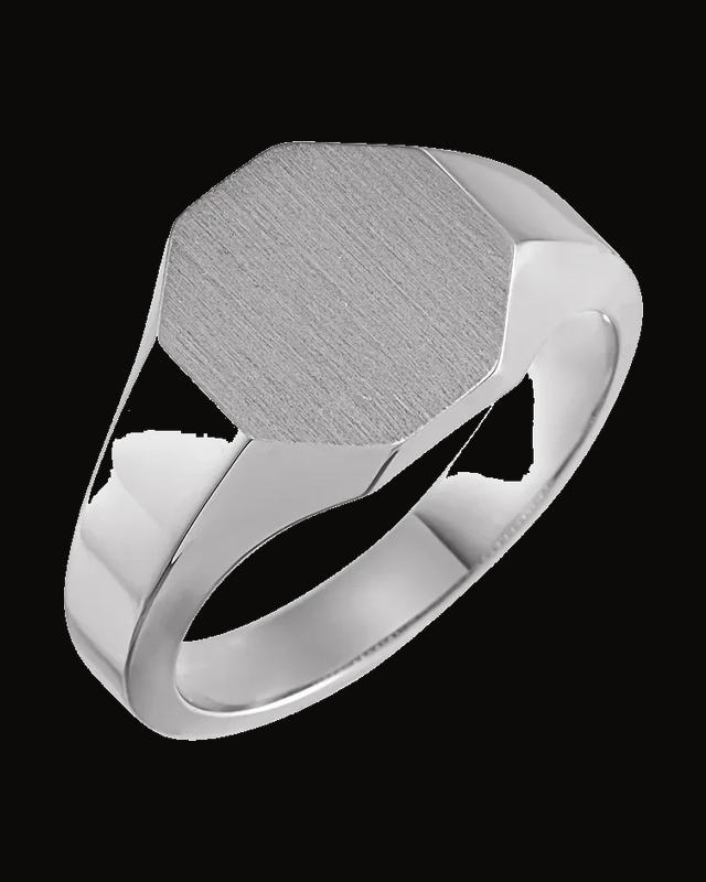 Mens Octogon Signet Ring — Sterling Silver · 3.33 mm