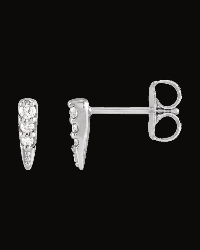 0.07 CTW Natural Diamond Spike Stud Earrings — 14K White / Yellow Gold