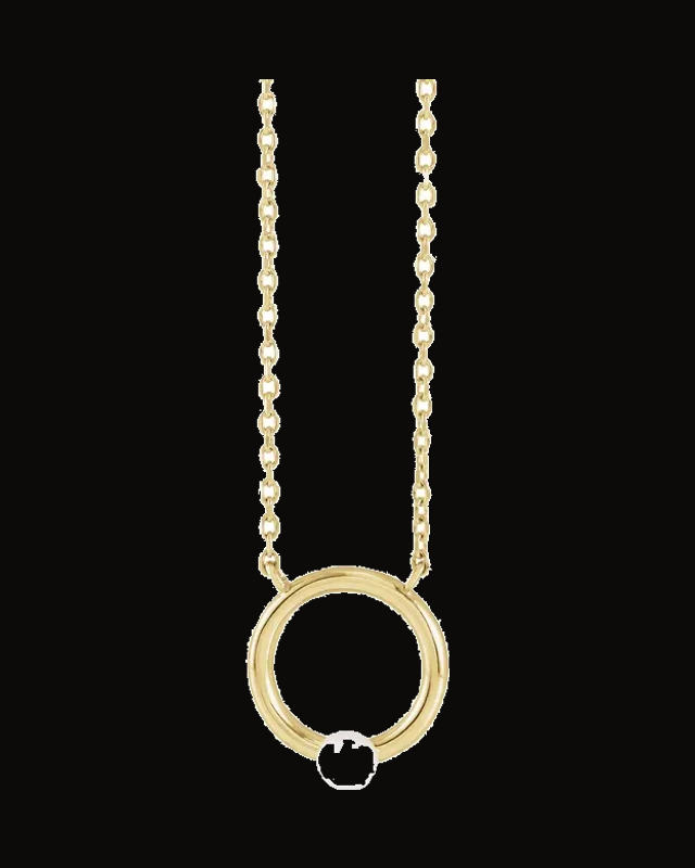 Cultured White Seed Pearl Solitaire Necklace — 14K Yellow Gold · 3 mm