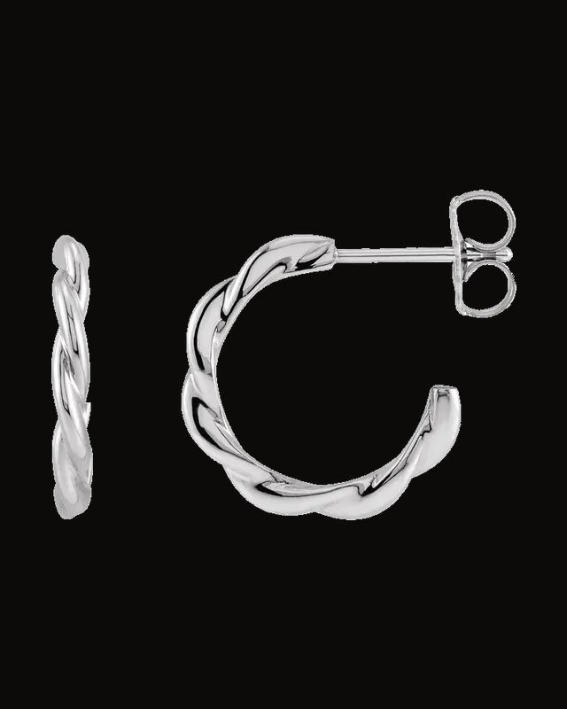 Twisted Hoop Earrings — Sterling Silver