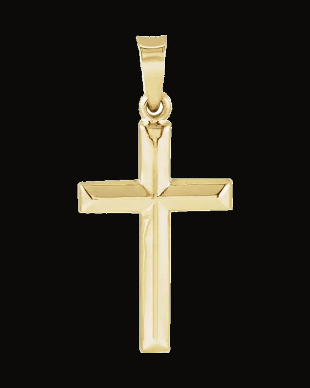 Geometric Cross Pendant — 14K Yellow Gold — Hollow