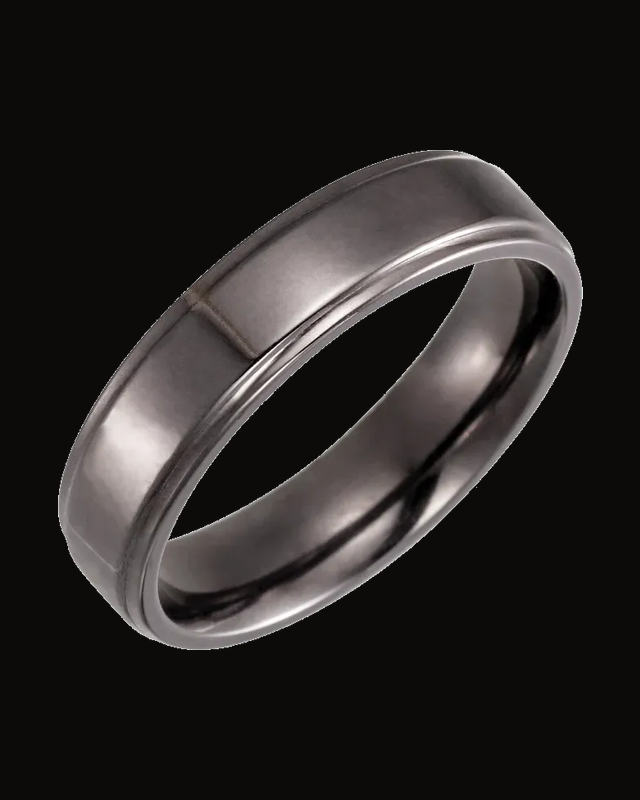 Stepped-Edge Comfort-Fit Flat Band — Tantalum