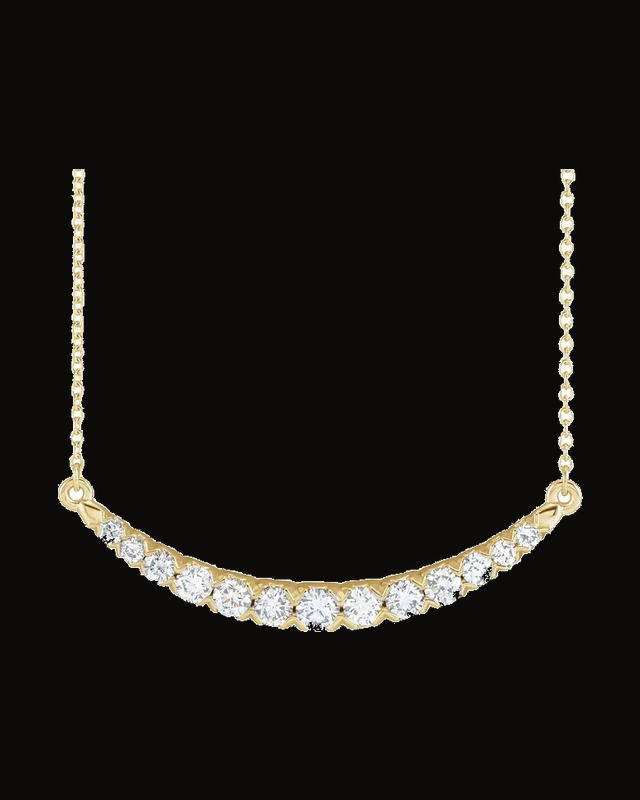 3/4 CTW Lab-Grown Diamond French-Set Graduated Diamond Bar Necklace — 14K Yellow Gold-Plated