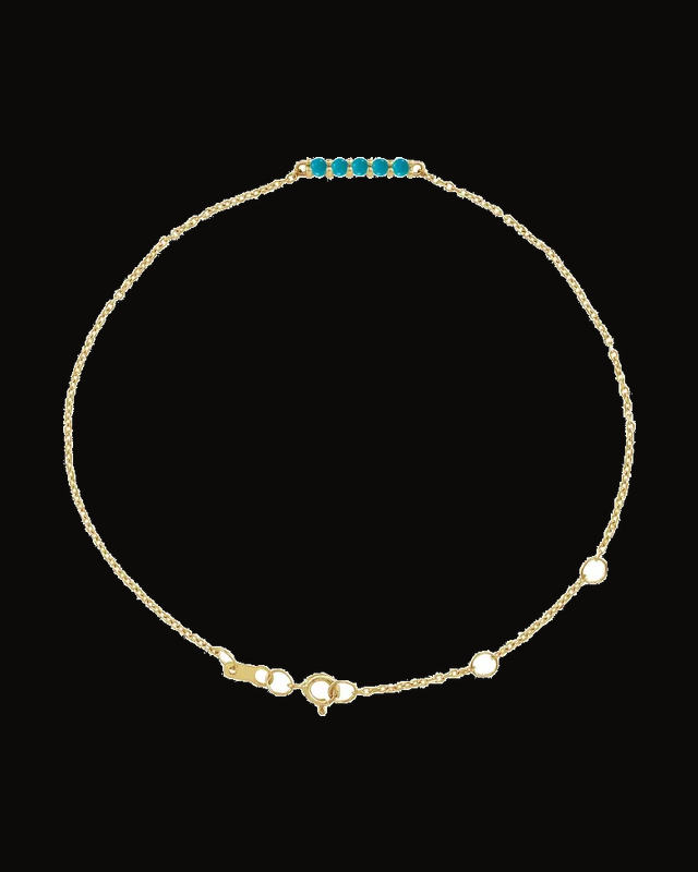 Cabochon Bar Bracelet — 14K Yellow Gold · 2 mm
