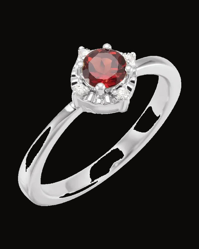 Halo-Style Birthstone Ring — Rhodium-Plated on Sterling Silver · 2.3 mm · Size 7