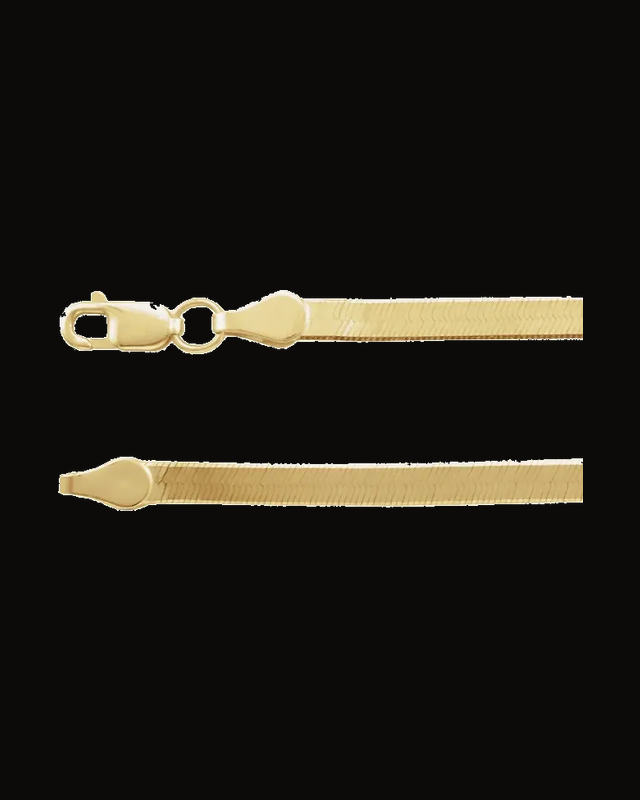 2.8 mm Flexible Herringbone Chain — 14K Yellow / White Gold