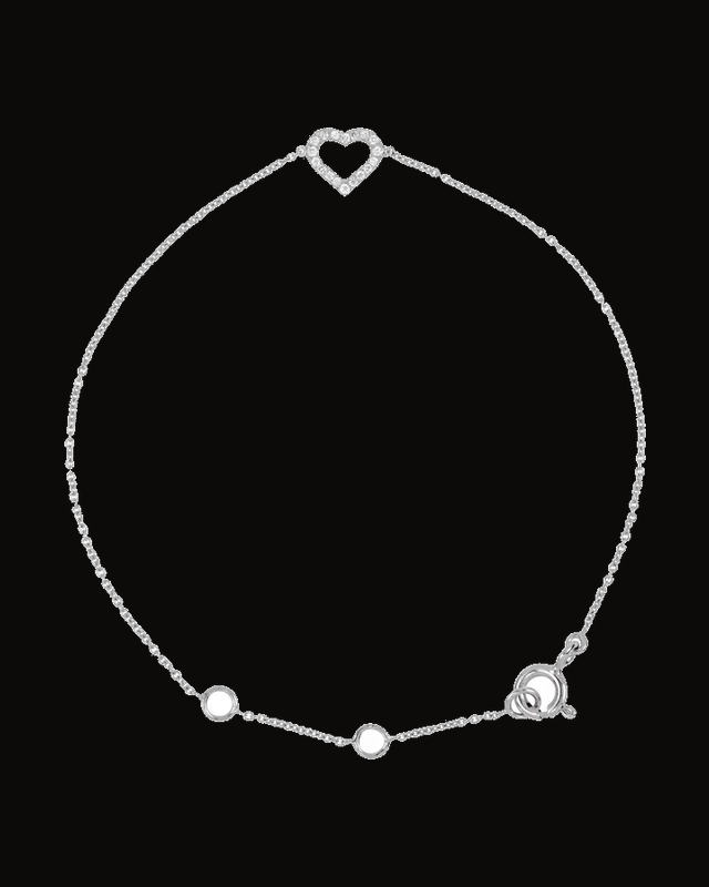 0.06 CTW Natural Diamond Heart Bracelet — 14K White / Yellow Gold