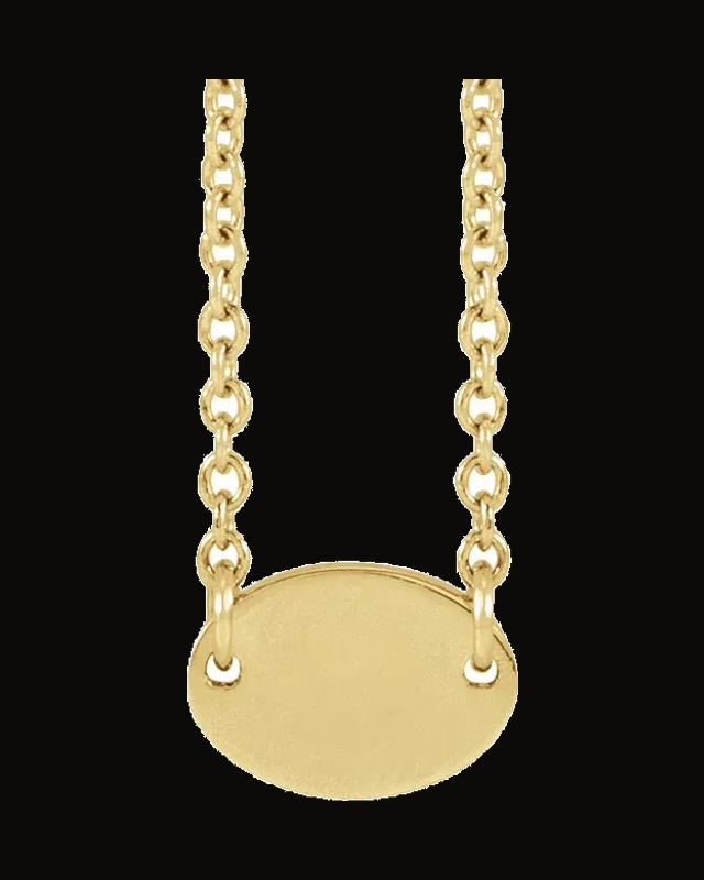 Engravable Family Oval Disc Necklace