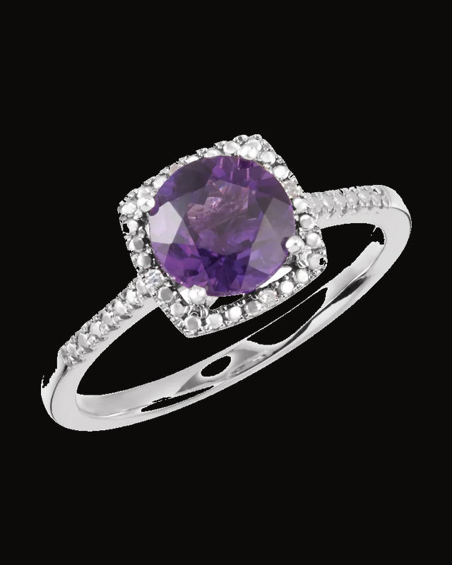 Halo-Style Birthstone Ring — Rhodium-Plated on Sterling Silver · 8.9 mm