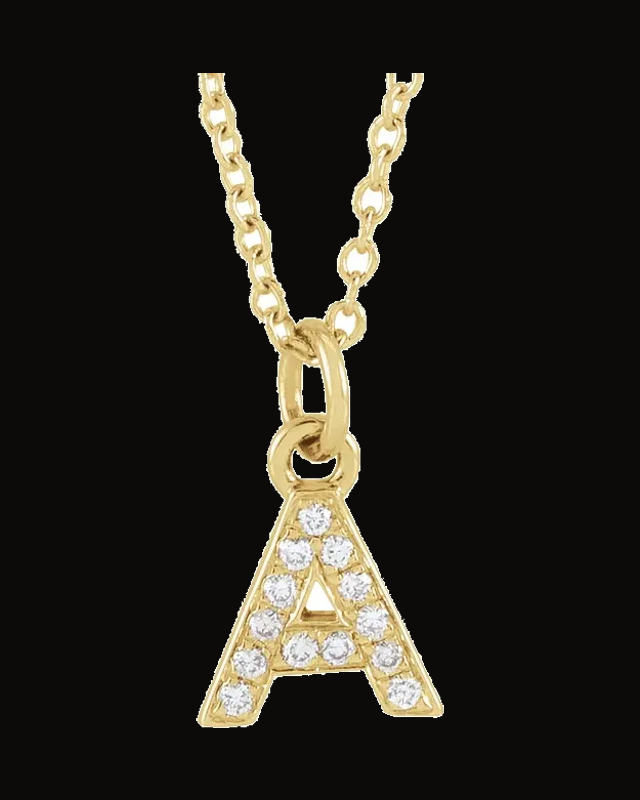 0.05 CTW Natural Diamond Petite Initial Necklace — 14K Yellow / White Gold