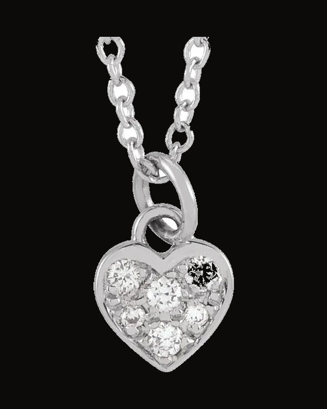 0.06 CTW Natural Diamond Petite Heart Necklace — Rhodium-Plated on 14K White Gold