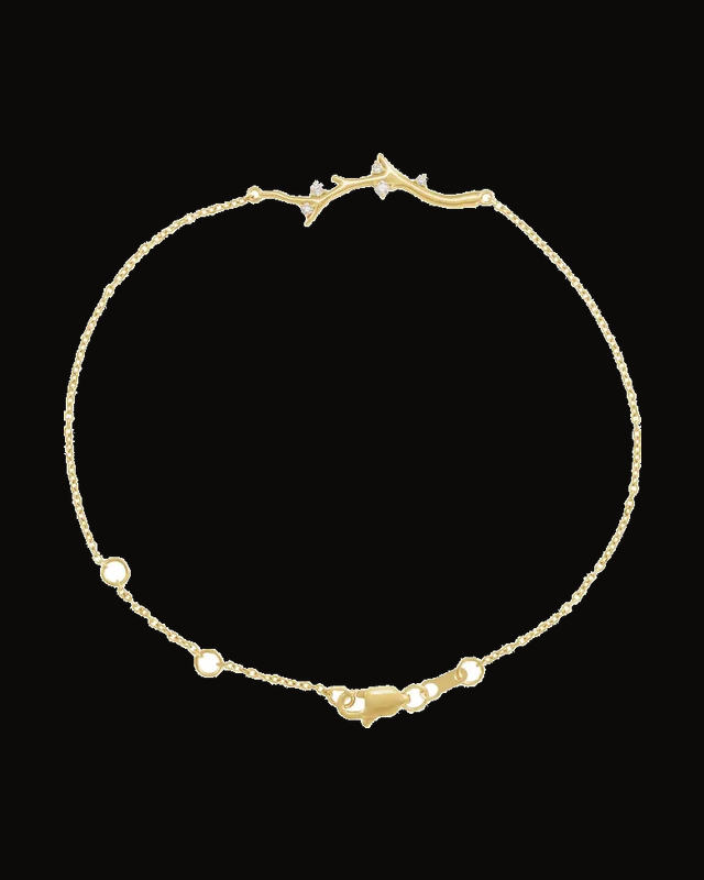 0.06 CTW Natural Diamond Accented Branch Bracelet — 14K Yellow Gold