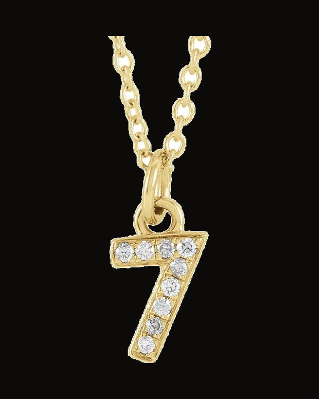 0.03 CTW Natural Diamond Petite Pave Number Adjustable Necklace — 14K Yellow Gold
