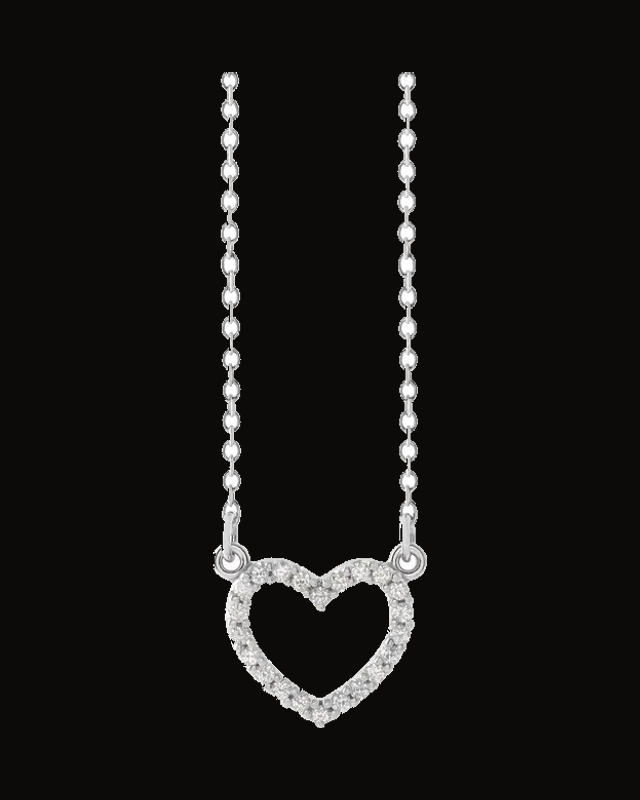 0.08 CTW Natural Diamond Heart Necklace — 14K Yellow / White Gold